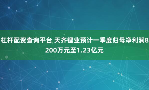 杠杆配资查询平台 天齐锂业预计一季度归母净利润8200万元至1.23亿元